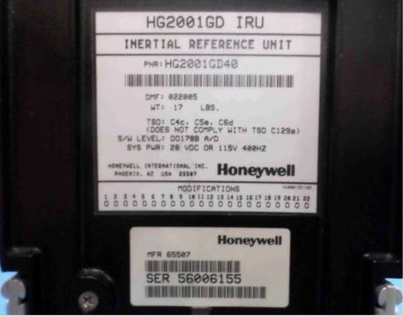 HG2001GD40 INERTIAL REFERENCE UNIT - REPAIRED HONEYWELL