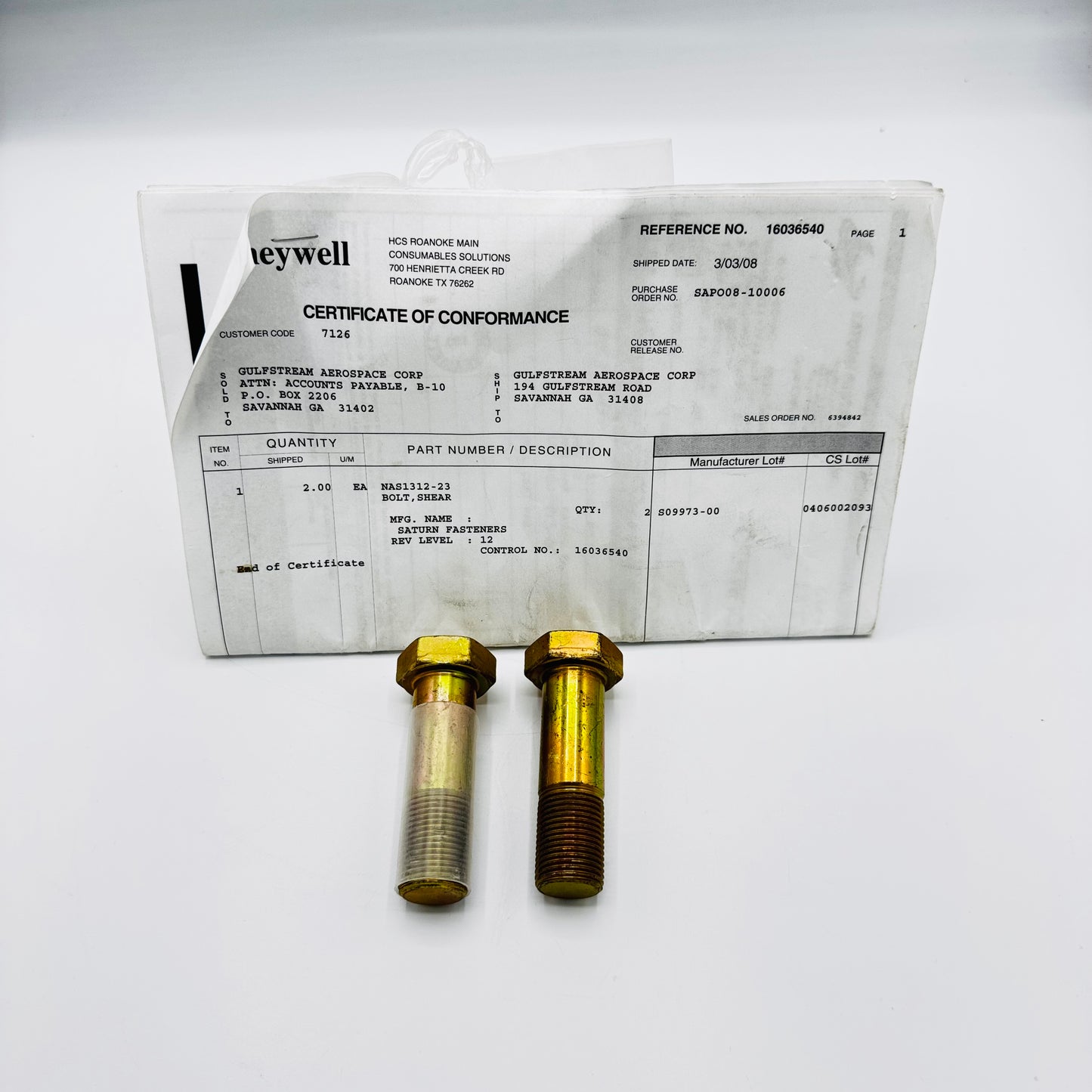 NAS1312-23 BOLT SHEAR