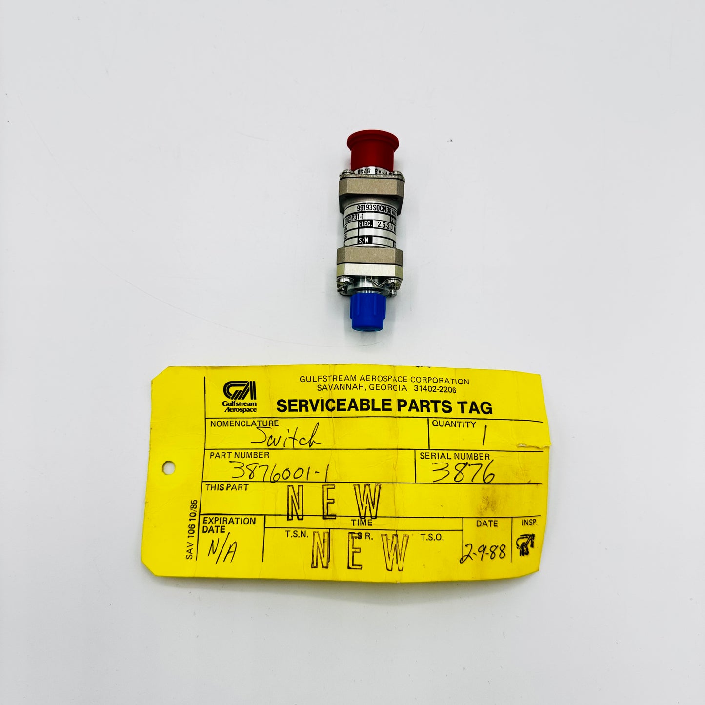 3876001-1 ALT PN: 99193SOCN3876001-1 PRESSURE SWITCH
