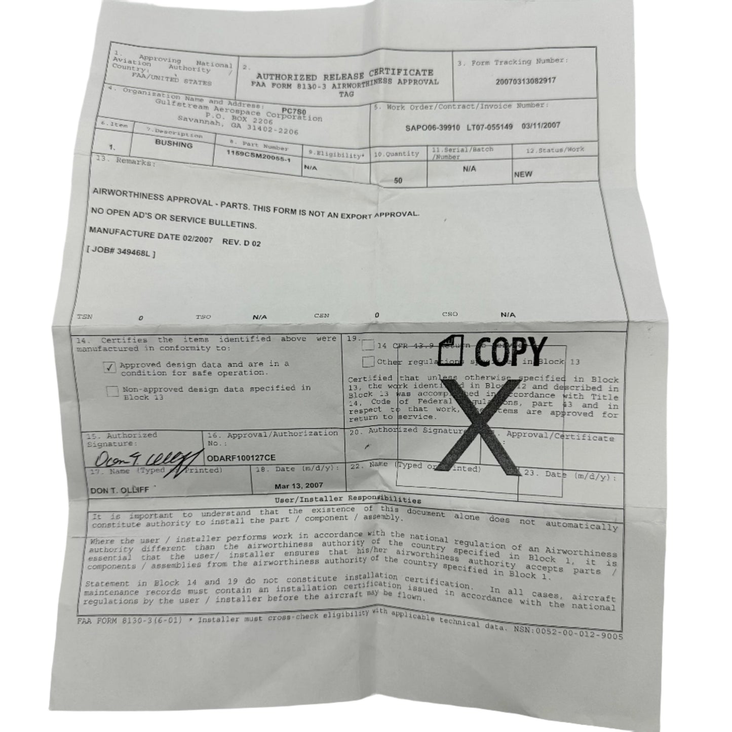 1159CSM20055-1 BUSHING COND: NE